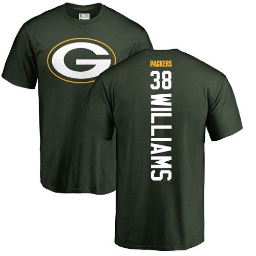 Men Green Bay Packers Green #38 Williams Tramon Backer Nike NFL T Shirt